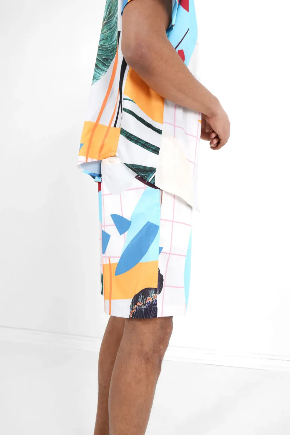 Short Motif Tropical Blanc
