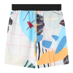 Short Motif Tropical Blanc
