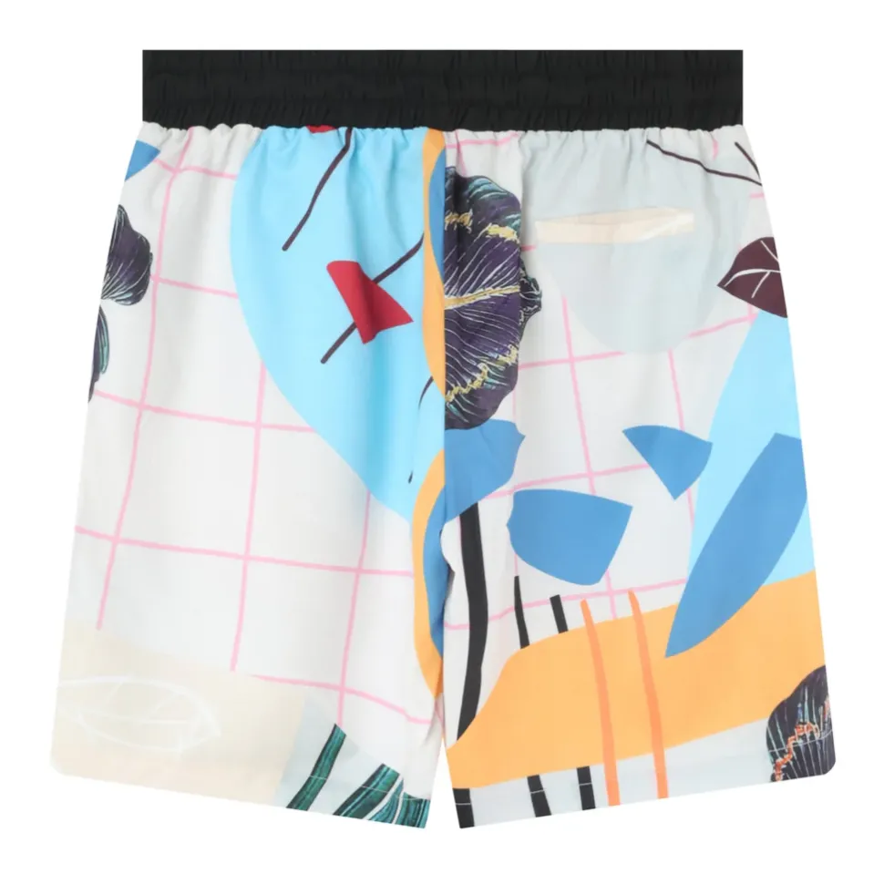 Short Motif Tropical Blanc