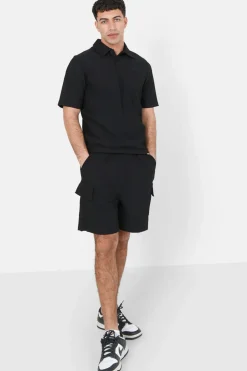 Short Poches Cargo Plisse Noir