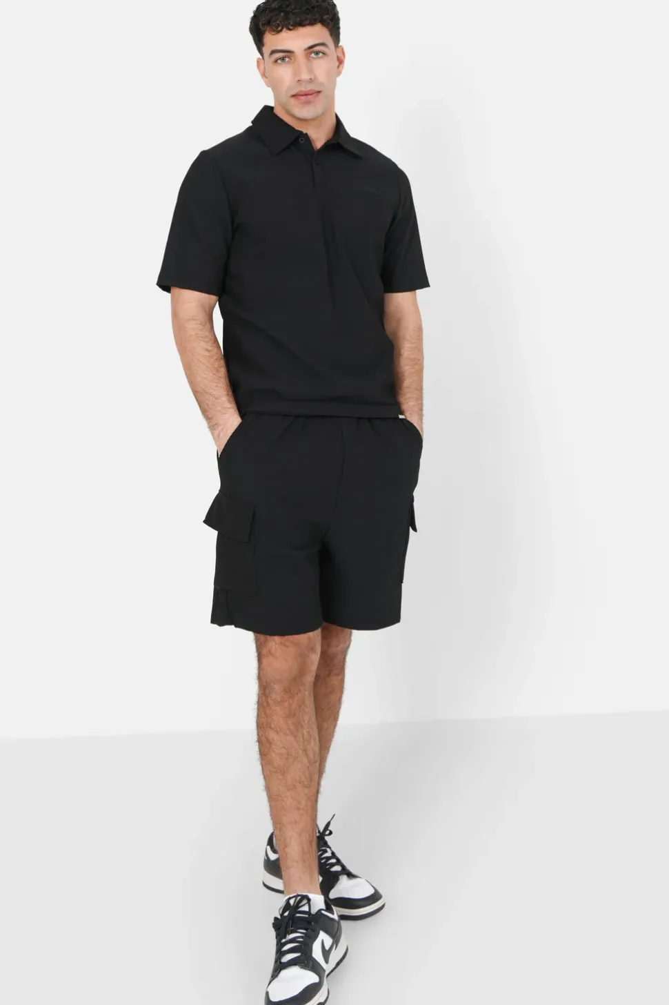 Short Poches Cargo Plisse Noir
