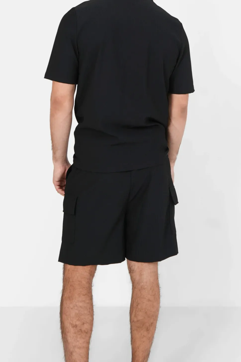 Short Poches Cargo Plisse Noir