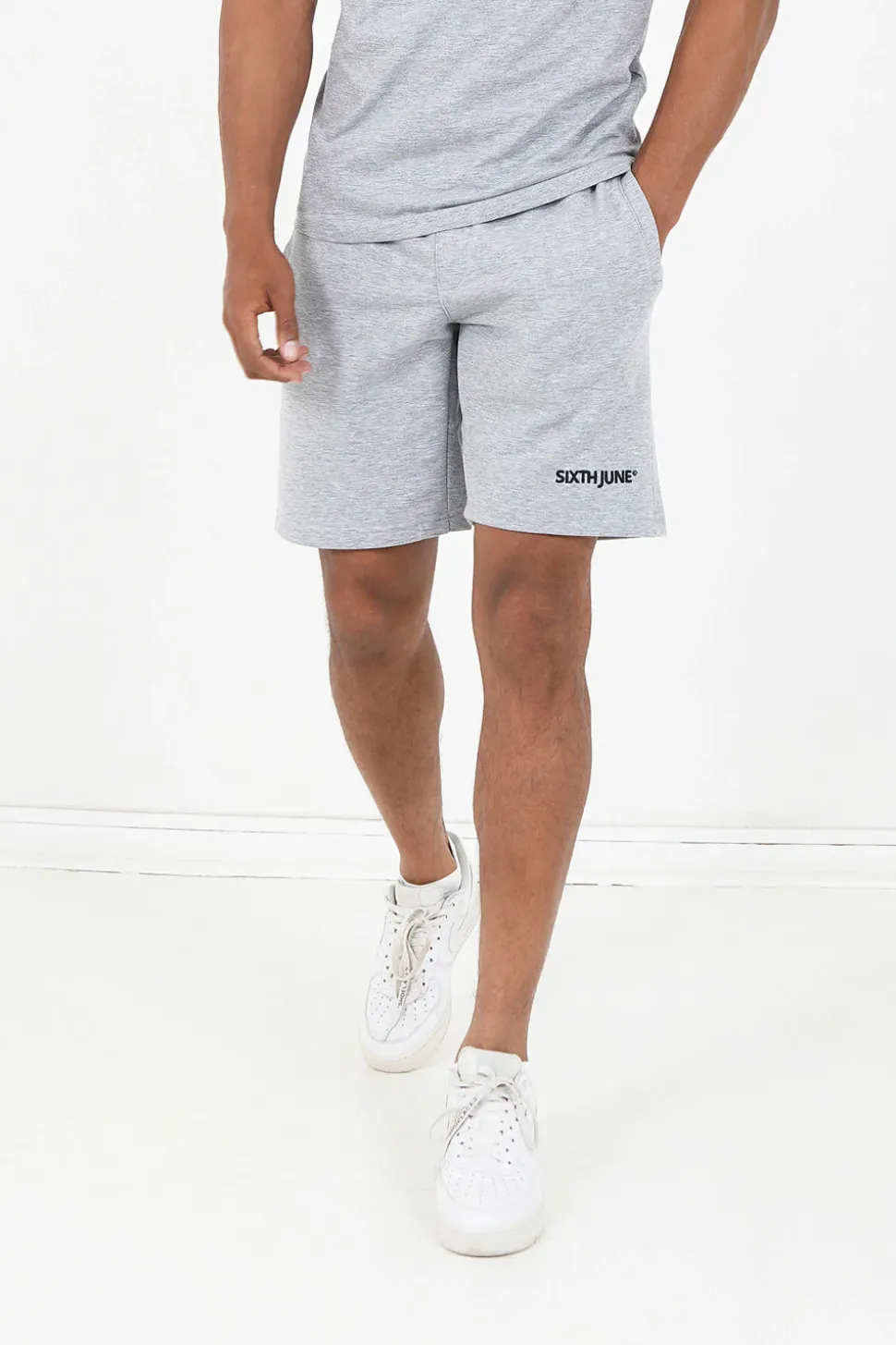 Short Soft Logo Brode Gris