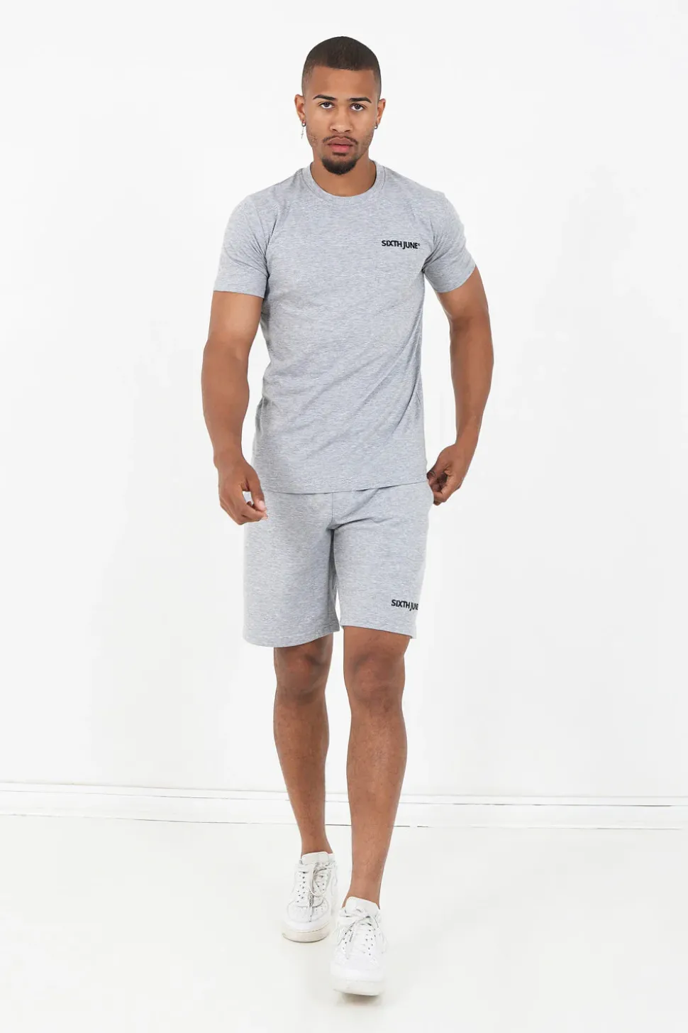 Short Soft Logo Brode Gris