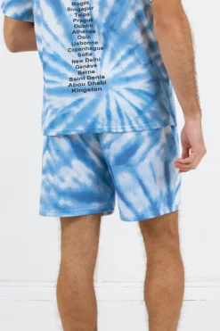 Short Tie Dye Logo Bleu