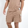 Short Tissu Bouclette Beige Fonce