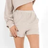Short Tissu Bouclette Beige Clair