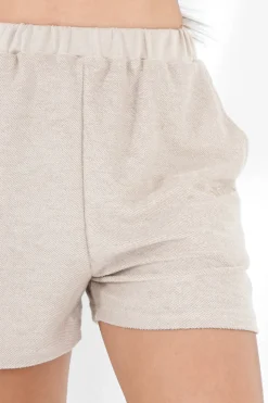Short Tissu Bouclette Beige Clair