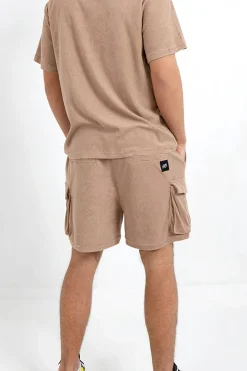 Short Tissu Bouclette Beige Fonce