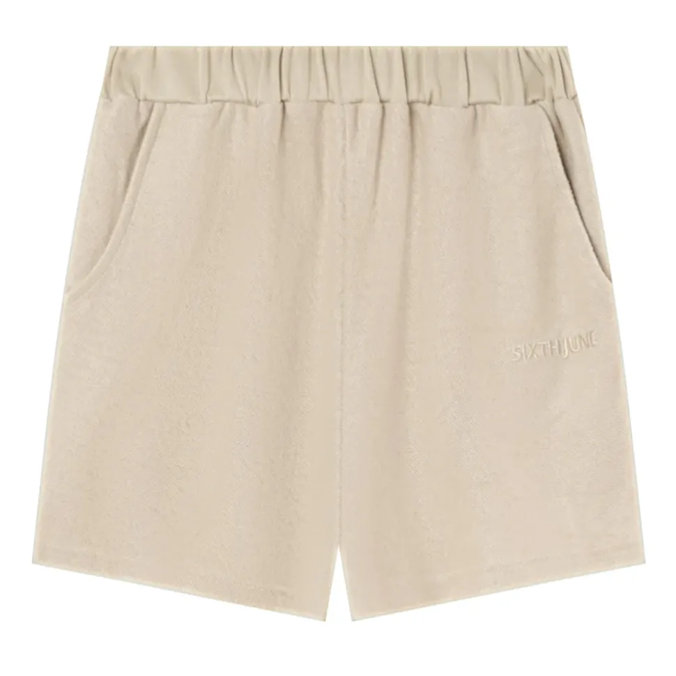 Short Tissu Bouclette Beige Clair