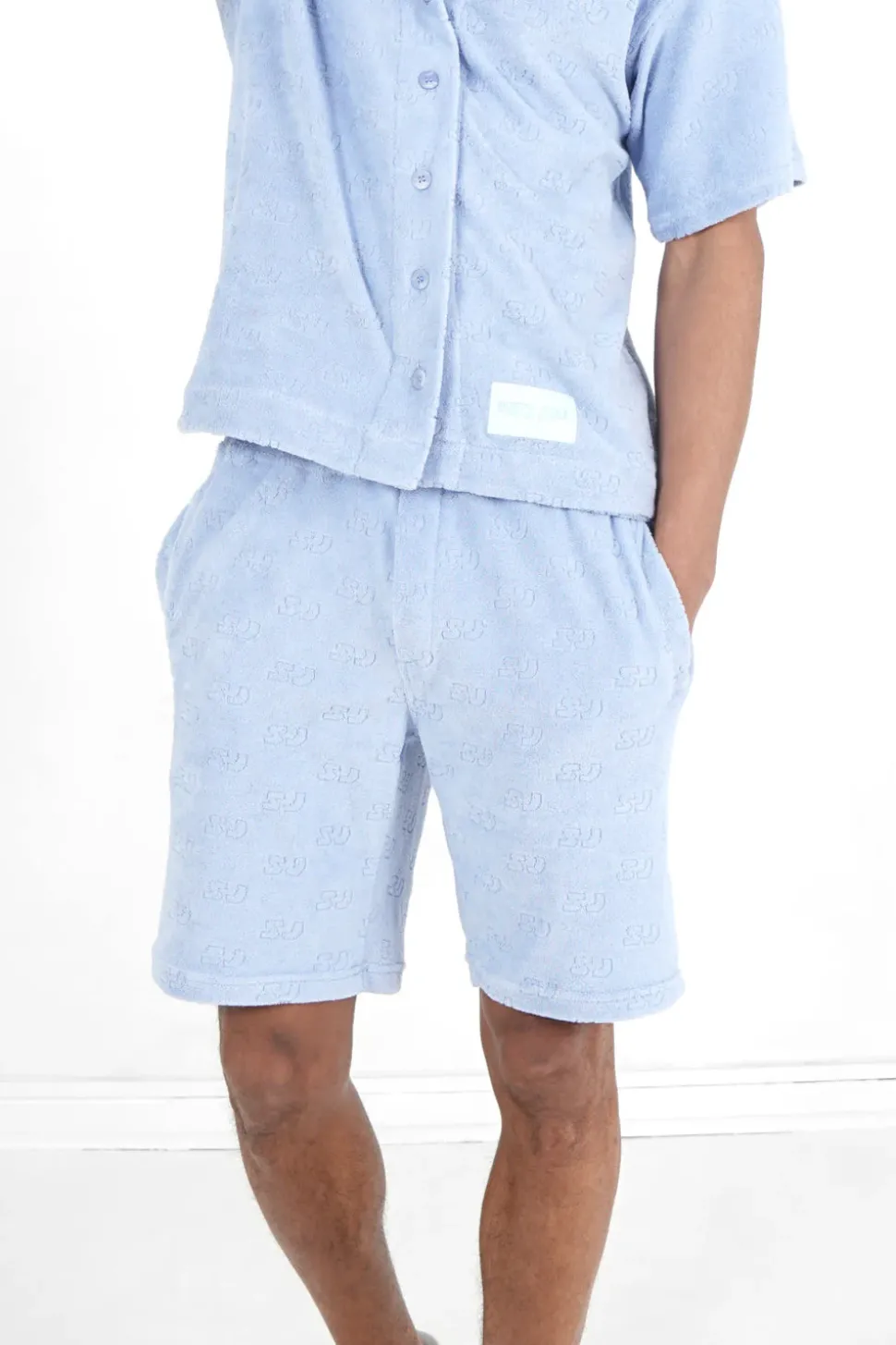 Short Towel Monogramme Bleu Clair
