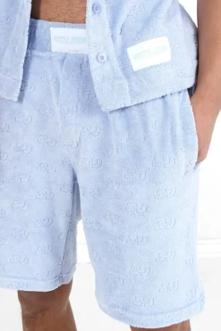 Short Towel Monogramme Bleu Clair