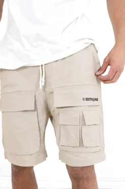 Short Utilitaire Logo Beige