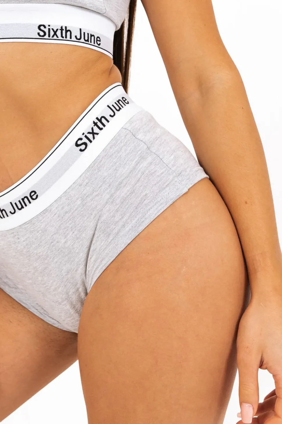 Shorty Long Bande Elastique Gris