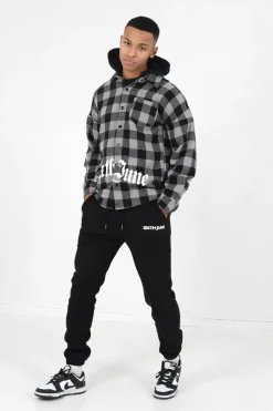 Surchemise Tartan Capuche Gris