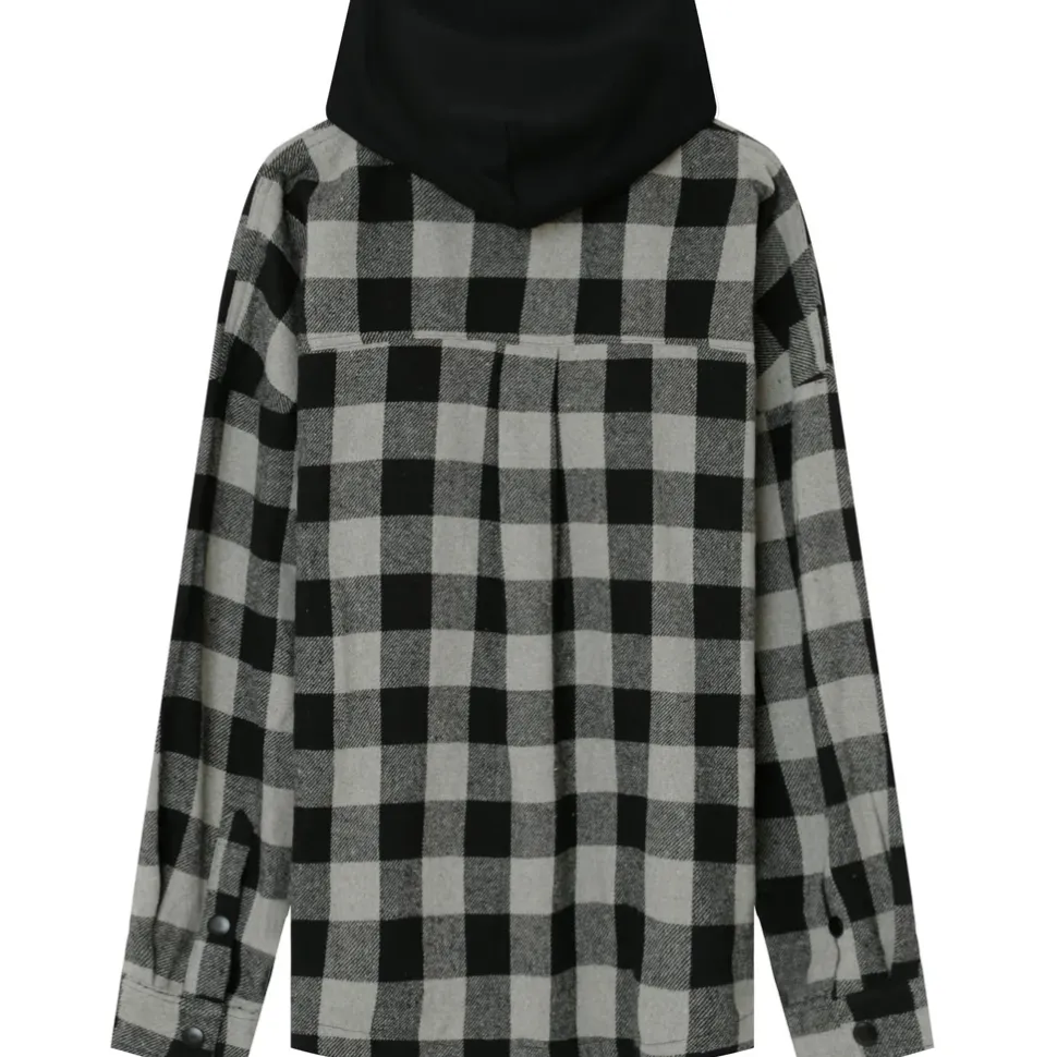 Surchemise Tartan Capuche Gris