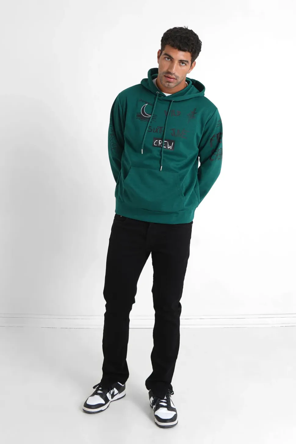 Sweat A Capuche Crew Vert Fonce