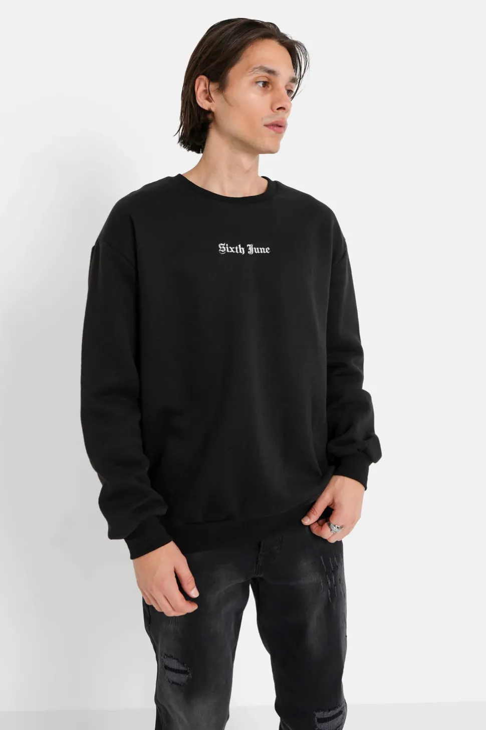 Sweat Broderies Crew Noir