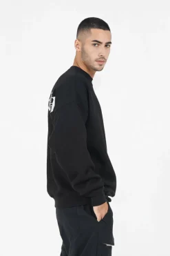 Sweat Broderies Crew Oversize Noir