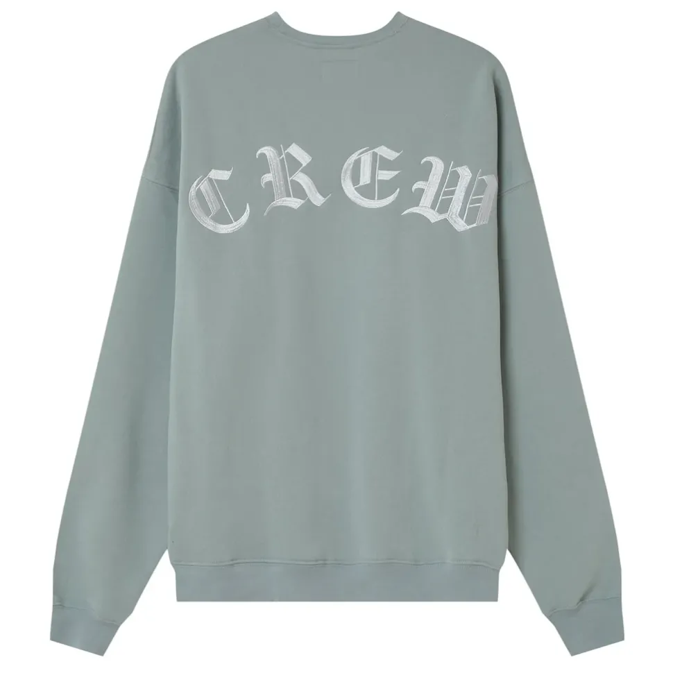 Sweat Broderies Crew Oversize Bleu Clair