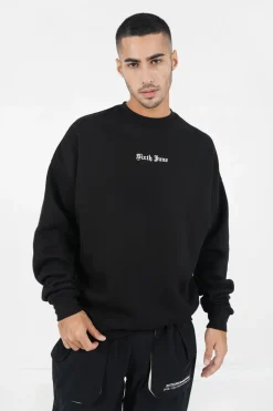 Sweat Broderies Crew Oversize Noir