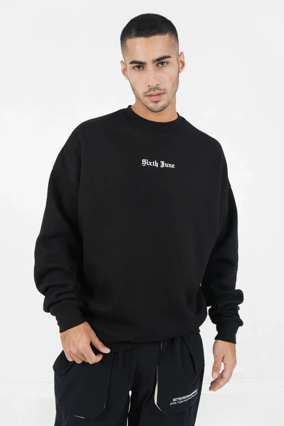 Sweat Broderies Crew Oversize Noir