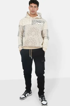 Sweat Capuche Bandana Patchwork Beige