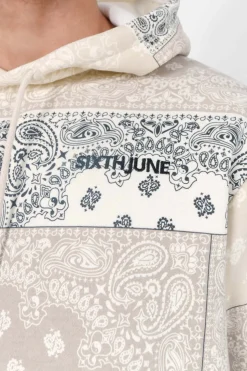 Sweat Capuche Bandana Patchwork Beige