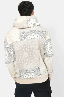 Sweat Capuche Bandana Patchwork Beige
