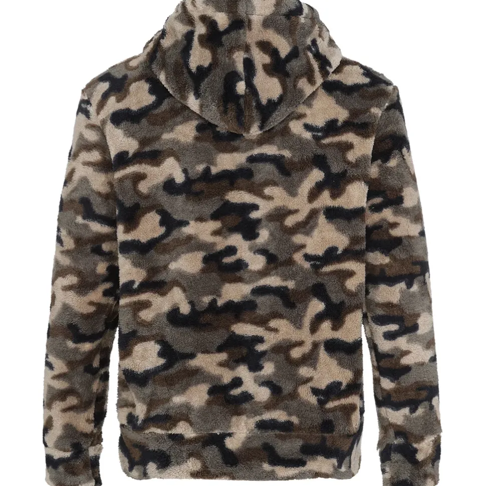 Sweat Capuche Camouflage Zip Vert Kaki