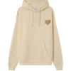 Sweat Capuche Coeur Brode Molletonne Beige Clair