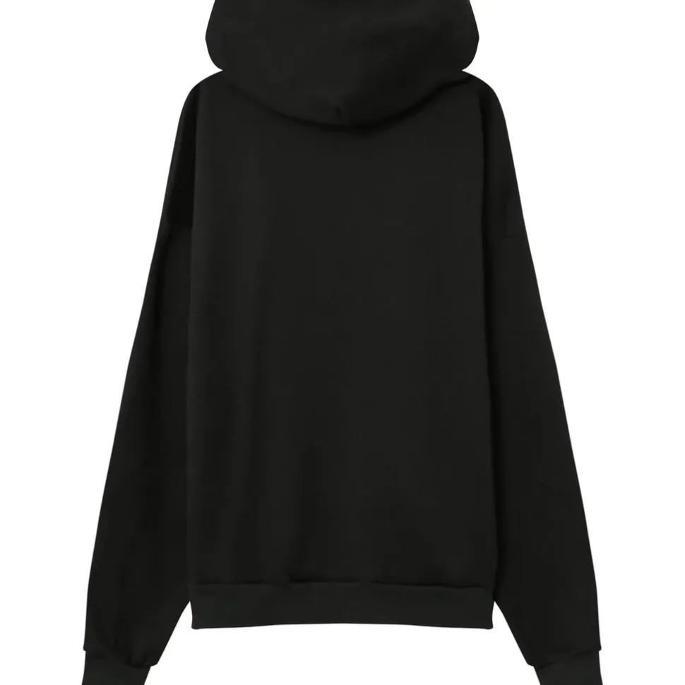 Sweat Capuche Coeur Brode Molletonne Noir