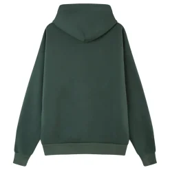 Sweat Capuche Coeur Brode Molletonne Vert Fonce