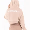 Sweat Capuche Court Logo Beige Clair