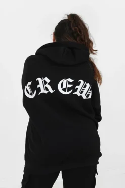 Sweat Capuche Crew Manches Curve Noir