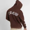 Sweat Capuche Crew Molletonne Marron Fonce