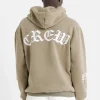 Sweat Capuche Crew Molletonne Vert Kaki