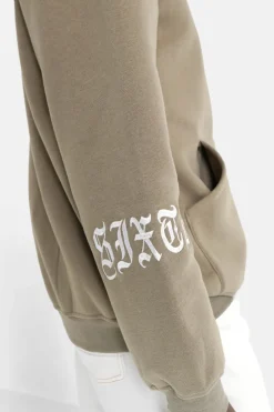Sweat Capuche Crew Molletonne Vert Kaki
