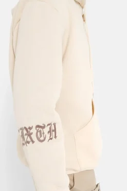 Sweat Capuche Crew Molletonne Beige