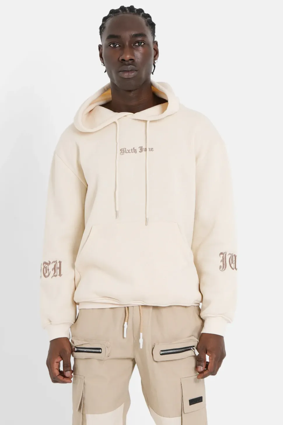 Sweat Capuche Crew Molletonne Beige