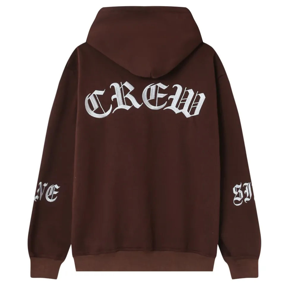 Sweat Capuche Crew Molletonne Marron Fonce
