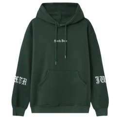 Sweat Capuche Crew Molletonne Vert Fonce