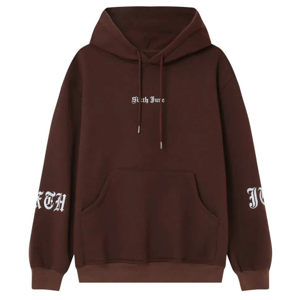 Sweat Capuche Crew Molletonne Marron Fonce