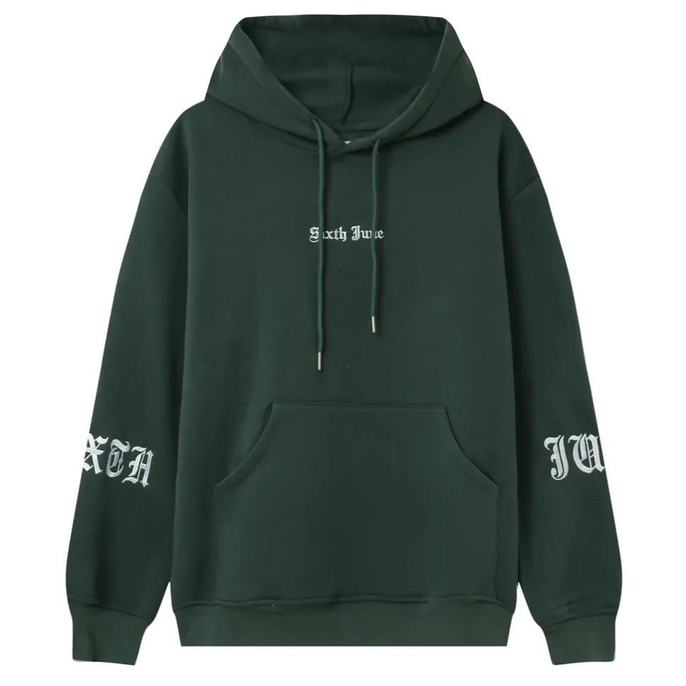 Sweat Capuche Crew Molletonne Vert Fonce
