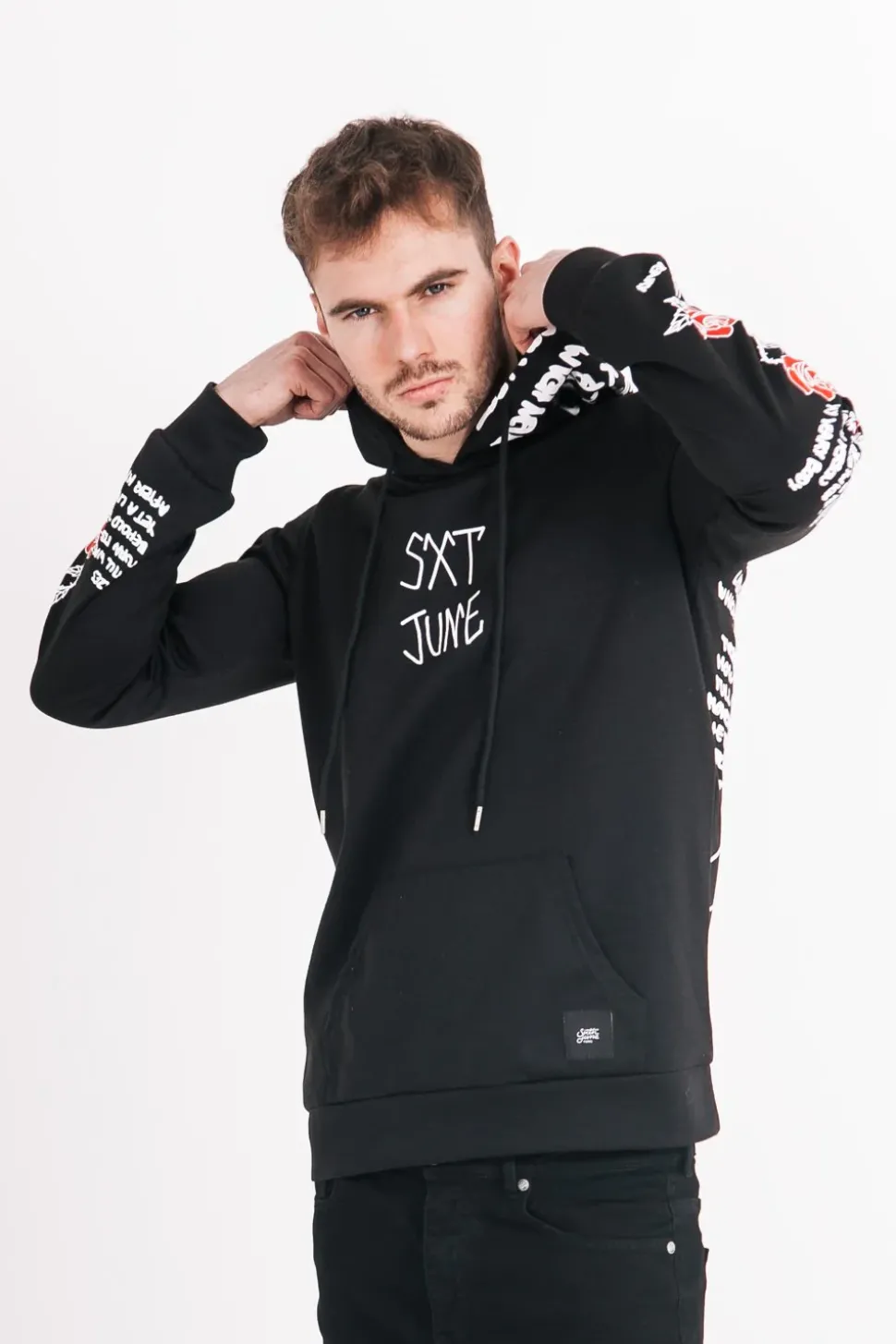 Sweat Capuche Imprime Tete De Mort Noir Blanc