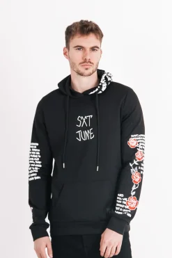 Sweat Capuche Imprime Tete De Mort Noir Blanc