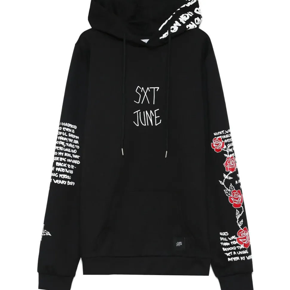 Sweat Capuche Imprime Tete De Mort Noir Blanc