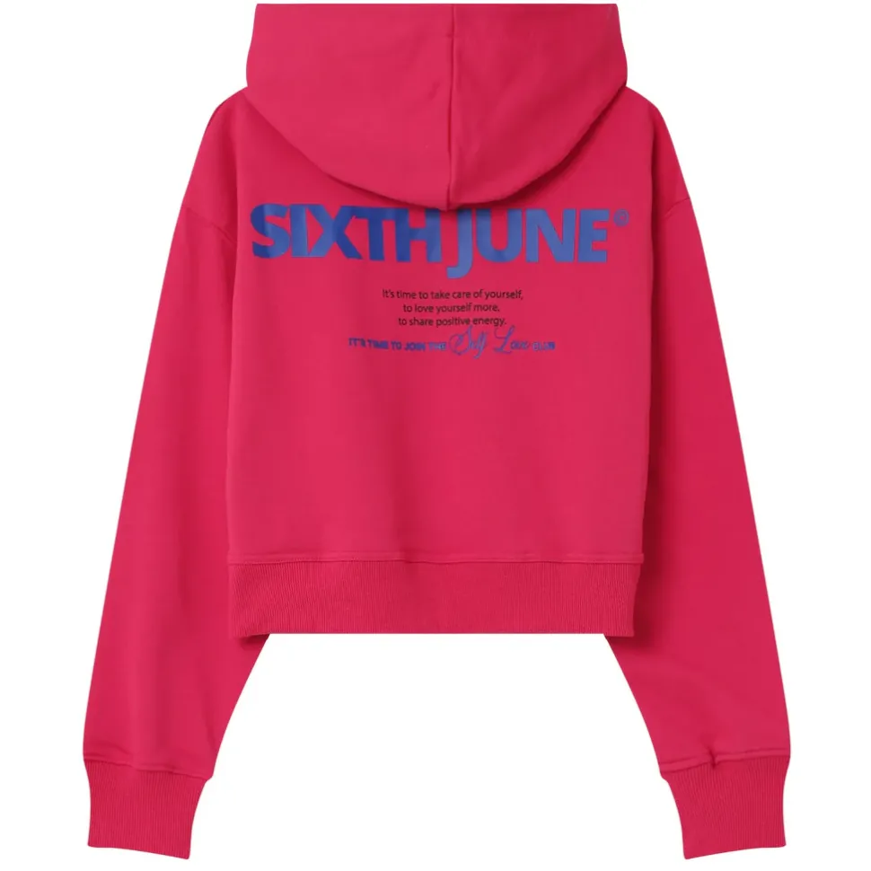 Sweat Capuche Logo Court Rose Fonce