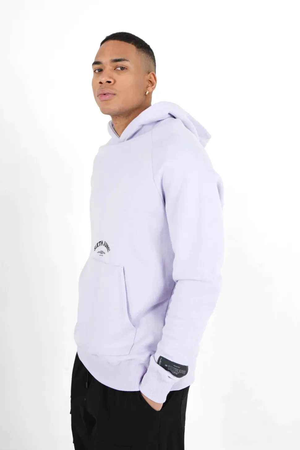 Sweat Capuche Logo Incurve Violet Clair