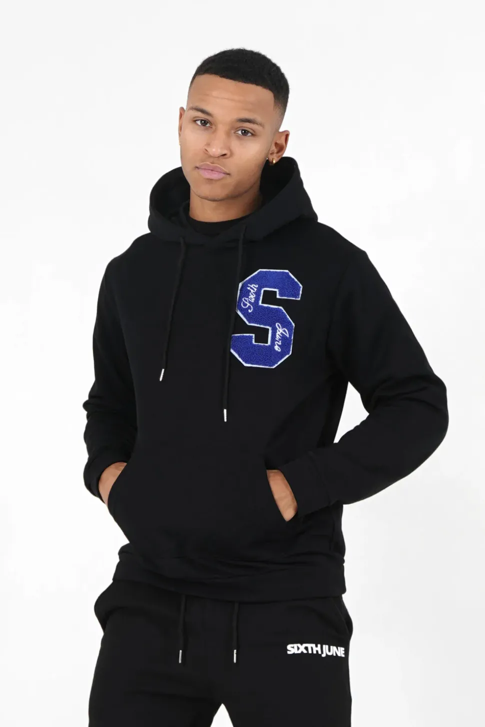 Sweat Capuche Logo Patch Universite Noir